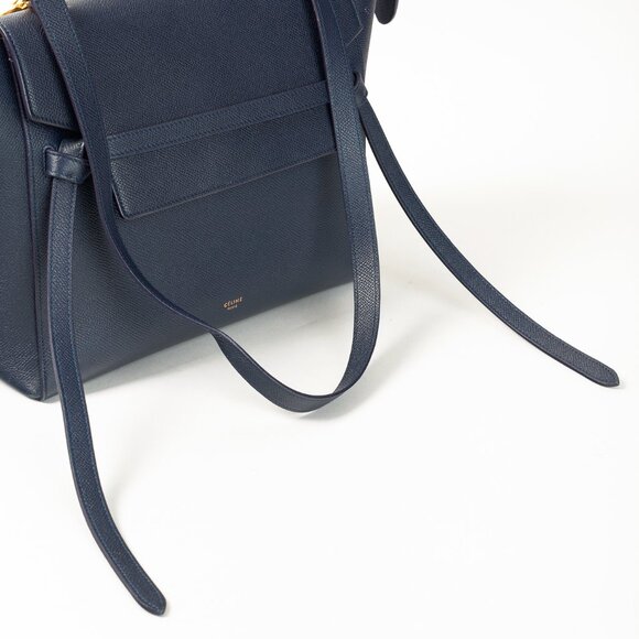 Celine Mini Belt Navy Grained Calfskin Bag - Picture 7 of 14